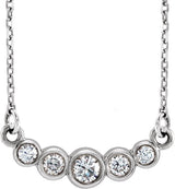 14K Gold Round Natural Diamond Graduated Bezel-Set Necklace – up to 1/6 CTW - White Gold