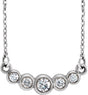 14K Gold Round Natural Diamond Graduated Bezel-Set Necklace – up to 1/6 CTW - White Gold