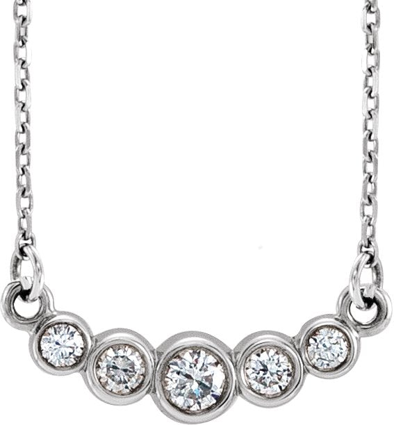 Platinum Round Natural Diamond Graduated Bezel-Set Necklace – up to 1/6 CTW