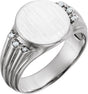 Platinum Round Natural Diamond Oval Signet Ring III