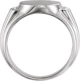 Platinum Round Natural Diamond Oval Signet Ring III - view 2
