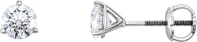 Platinum Natural Diamond Round 3-Prong Cocktail-Style Stud Earrings – 3-6.3mm Stones