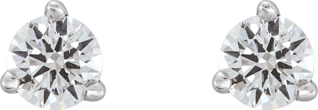 Platinum Natural Diamond Round 3-Prong Cocktail-Style Stud Earrings – 3-6.3mm Stones - view 2