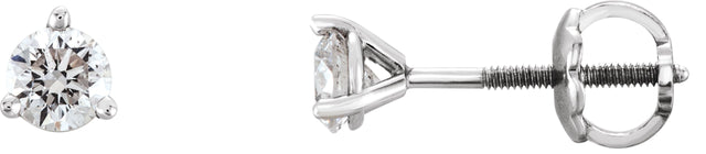 14K Gold Natural Diamond Round 3-Prong Cocktail-Style Stud Earrings II - White Gold