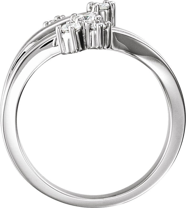 14K Gold Round Natural Diamond Accented Right Hand Ring – 3mm Stones - view 2