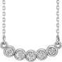 Platinum Round Natural Diamond Five-Stone Bezel-Set Necklace