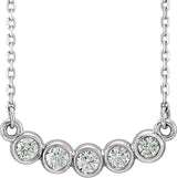 14K Gold Round Natural Diamond Five-Stone Bezel-Set Necklace - White Gold