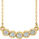 14K Gold Round Natural Diamond Five-Stone Bezel-Set Necklace - Yellow Gold