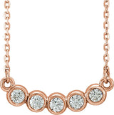 14K Gold Round Lab-Grown Diamond Five-Stone Bezel-Set Necklace - Rose Gold
