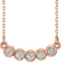 14K Gold Round Natural Diamond Five-Stone Bezel-Set Necklace - Rose Gold
