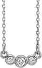 Platinum Round Natural Diamond Three-Stone Bezel-Set Necklace