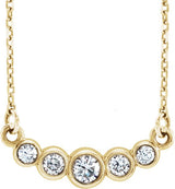 14K Gold Round Natural Diamond Graduated Bezel-Set Necklace – up to 1/6 CTW - Yellow Gold