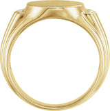 14K Gold Round Natural Diamond Oval Signet Ring III - Yellow Gold - view 2
