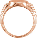 14K Gold Round Natural Diamond Oval Signet Ring III - Rose Gold - view 2