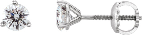 14K Gold Natural Diamond Round 3-Prong Cocktail-Style Stud Earrings II - White Gold
