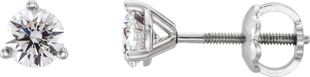 14K Gold Natural Diamond Round 3-Prong Cocktail-Style Stud Earrings II - White Gold