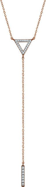 14K Gold Round Natural Diamond Triangle & Bar Y Necklace - Rose Gold