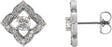 Platinum Round Natural Diamond Halo-Style Clover Earrings