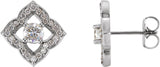 Platinum Round Natural Diamond Halo-Style Clover Earrings