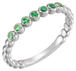 Platinum Round Natural Emerald Stackable Bead Ring