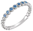 Platinum Round Natural Blue Sapphire Stackable Bead Ring