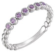 14K Gold Round Natural Alexandrite Stackable Bead Ring - White Gold