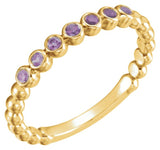 14K Gold Round Natural Alexandrite Stackable Bead Ring - Yellow Gold
