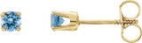 14K Gold Aquamarine Round 4-Prong Youth Birthstone Stud Earrings - Yellow Gold