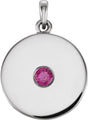 Platinum Round Lab-Grown Ruby Disc Necklace or Pendant