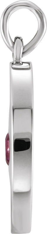 Platinum Round Lab-Grown Ruby Disc Necklace or Pendant - view 2