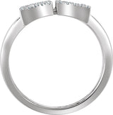 14K Gold Round Natural Diamond Geometric Rectangle Ring - White Gold - view 2