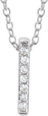 14K Gold Round Natural Diamond Bar Necklace – 0.05 CTW - White Gold