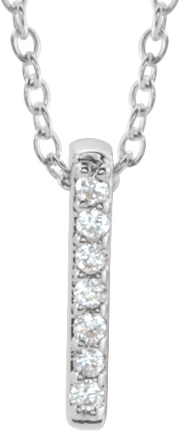 14K Gold Round Natural Diamond Bar Necklace – 0.05 CTW - White Gold