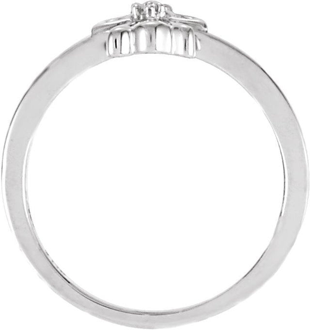 14K Gold Round Natural Diamond Youth Angel Ring – 1mm Stones - White Gold - view 2