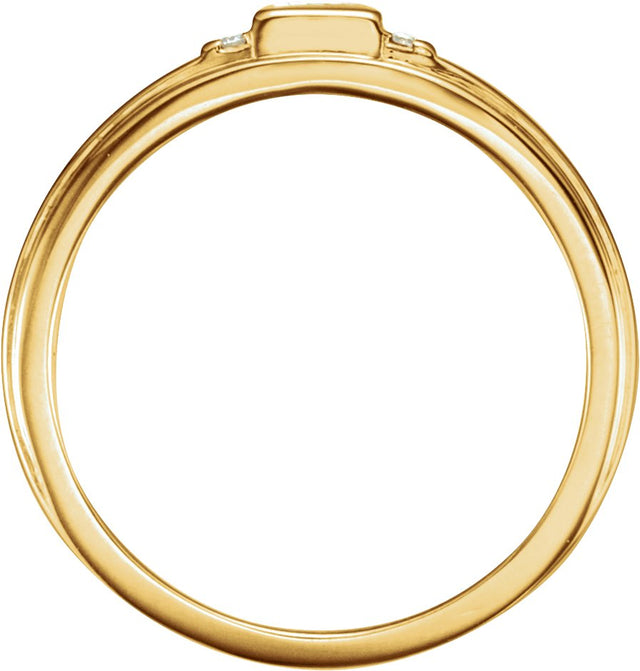 14K Gold Square Natural Diamond Accented Ring - Yellow Gold - view 2