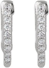 Platinum Round Natural Diamond Inside-Outside Hoop Earrings - view 2