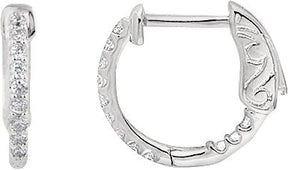 Platinum Round Natural Diamond Inside-Outside Hoop Earrings