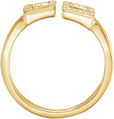 14K Gold Round Natural Diamond Geometric Rectangle Ring - Yellow Gold - view 2