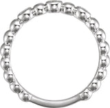 14K Gold Round Natural Diamond Bezel-Set Beaded Ring – 2.2mm Stones - White Gold - view 2