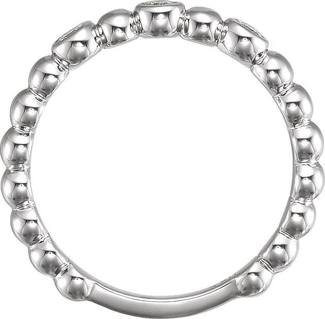 Platinum Round Natural Diamond Bezel-Set Beaded Ring – 2.2mm Stones - view 2