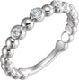 14K Gold Round Natural Diamond Bezel-Set Beaded Ring – 2.2mm Stones - White Gold