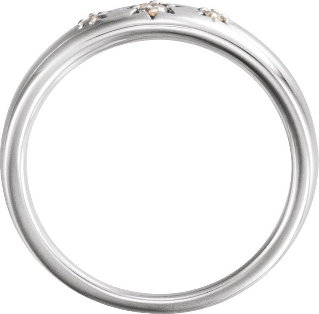 Platinum Round Natural Diamond Accented Star Ring - view 2