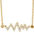 14K Gold Round Natural Diamond Heartbeat Necklace - Yellow Gold