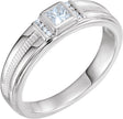 Platinum Square Natural Diamond Accented Ring
