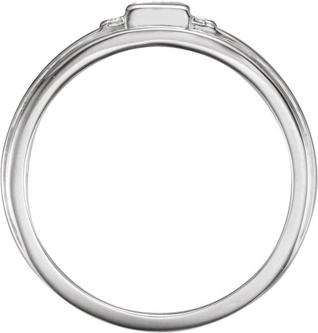 Platinum Square Natural Diamond Accented Ring - view 2