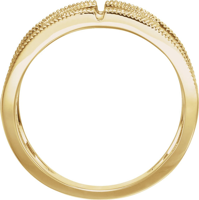 14K Gold Round Natural Diamond Accented Geometric Ring - Yellow Gold - view 2