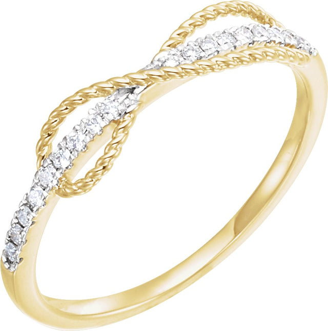 14K Gold Round Natural Diamond Accented Infinity-Inspired Ring III - Yellow Gold
