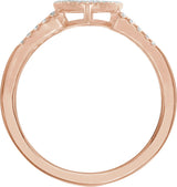 14K Gold Round Natural Diamond Geometric Ring V - Rose Gold - view 2