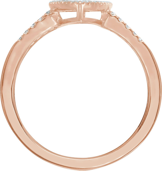 14K Gold Round Natural Diamond Geometric Ring V - Rose Gold - view 2