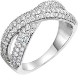 14K Gold Round Natural Diamond Criss-Cross Ring X